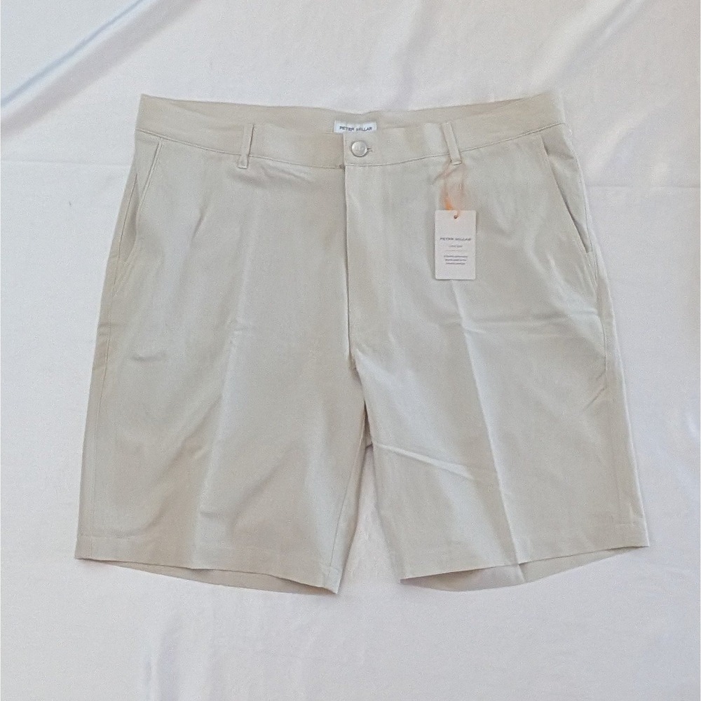 New Peter Millar Men's Shackleford Performance Hybrid Shorts Beige Size 36